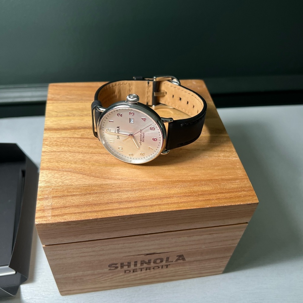 Shinola Classic Silver Watch with Black Strap